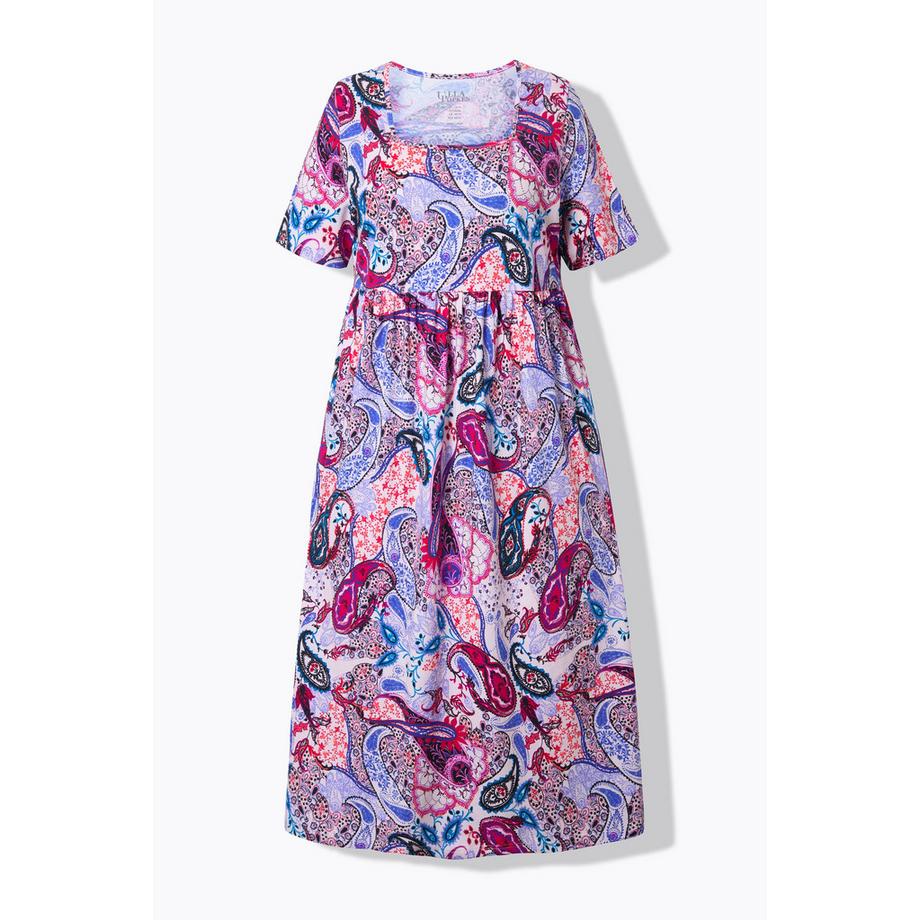 Ulla Popken Robe Maxi Coupe Évasée Décolleté Carré Manches Courtes  