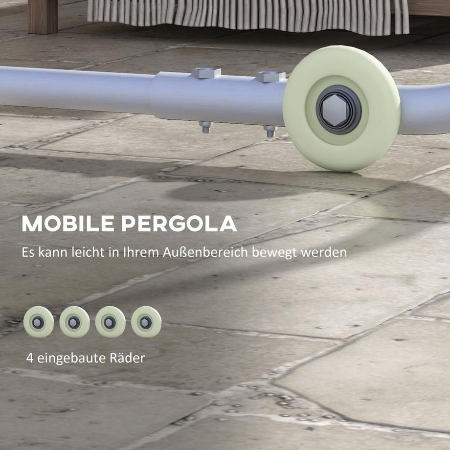 Northio Pergola, Ca. 3 X 3 M Pavillon, Terrassenüberdachung Mit Uv-Schutz, Sandsack, Gartenpavillon, Terrassenpavillon Mit Rollen Für Balkon, Oxford  
