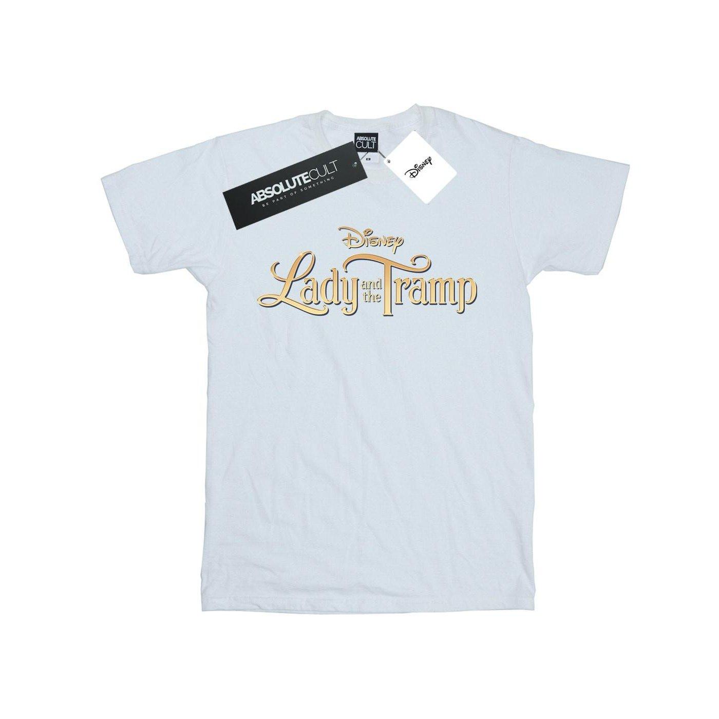 Image of Lady And The Tramp Classic Logo Tshirt Unisex Weiss 140/146
