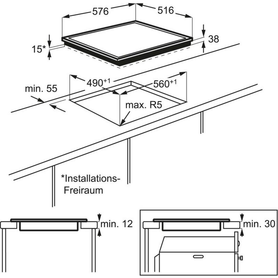 E+P Elektrik Electrolux AEG MDA EB-Autark-Kochfeld HK634060XB  