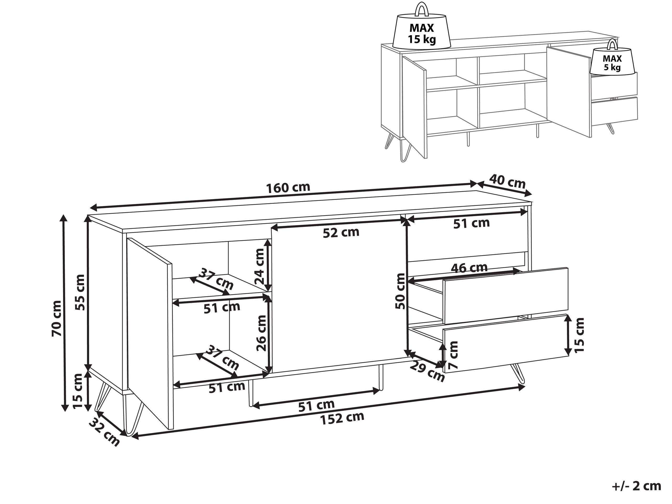 Beliani Sideboard mit 2 Türen aus Faserplatte Minimalistisch CARDIGAN  