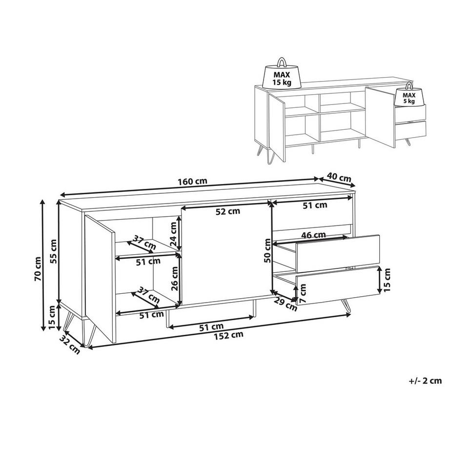 Beliani Sideboard mit 2 Türen aus Faserplatte Skandinavisch CARDIGAN  