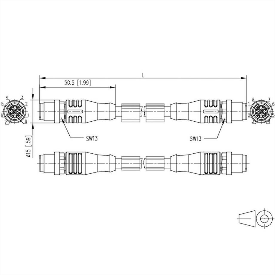 METZ CONNECT  Câble Ethernet industriel M12, codage X, 1.0 m, connecteur M12 droit - connecteur M12 droit, PUR 