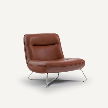 Fauteuil cuir et nickel satiné