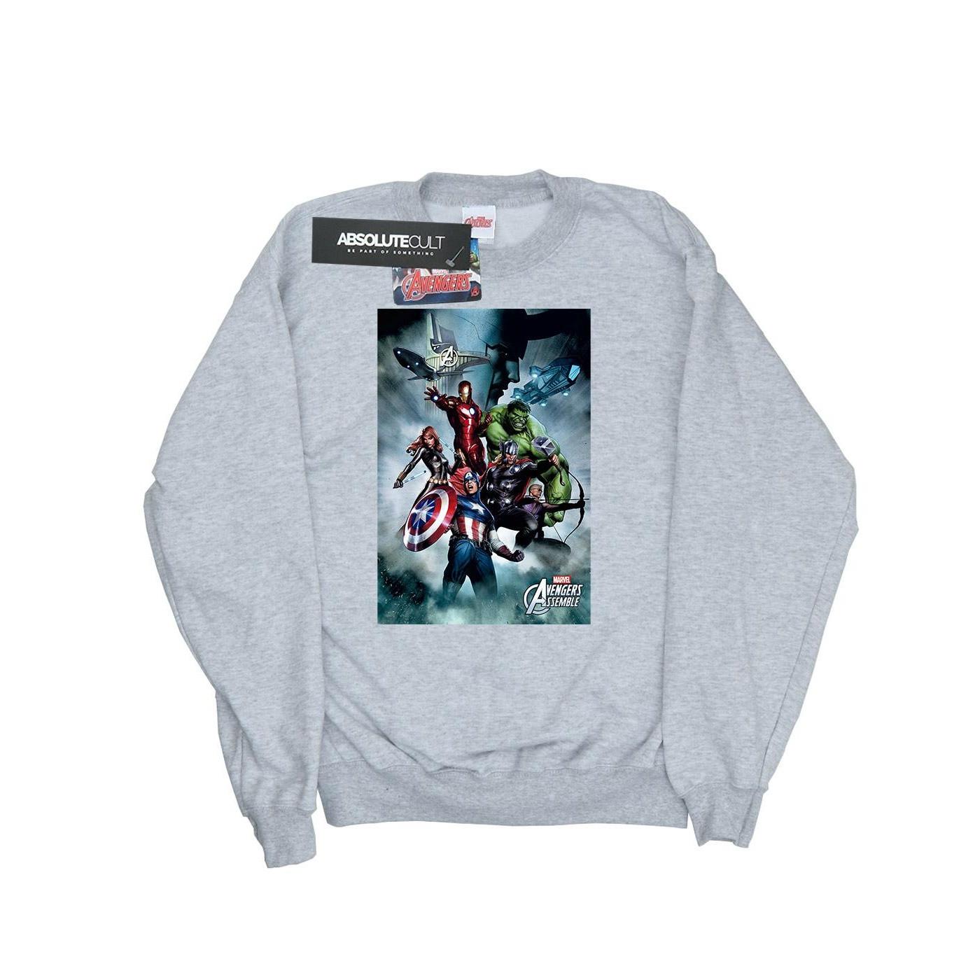 Image of Avengers Assemble Team Montage Sweatshirt Herren Grau L