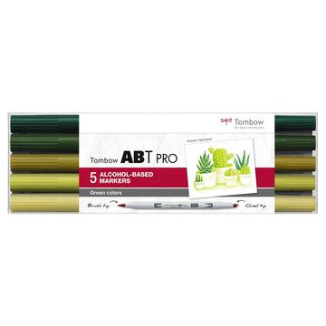 Tombow ABT Pro evidenziatore 6 pz Punta di cesello/pennello Verde