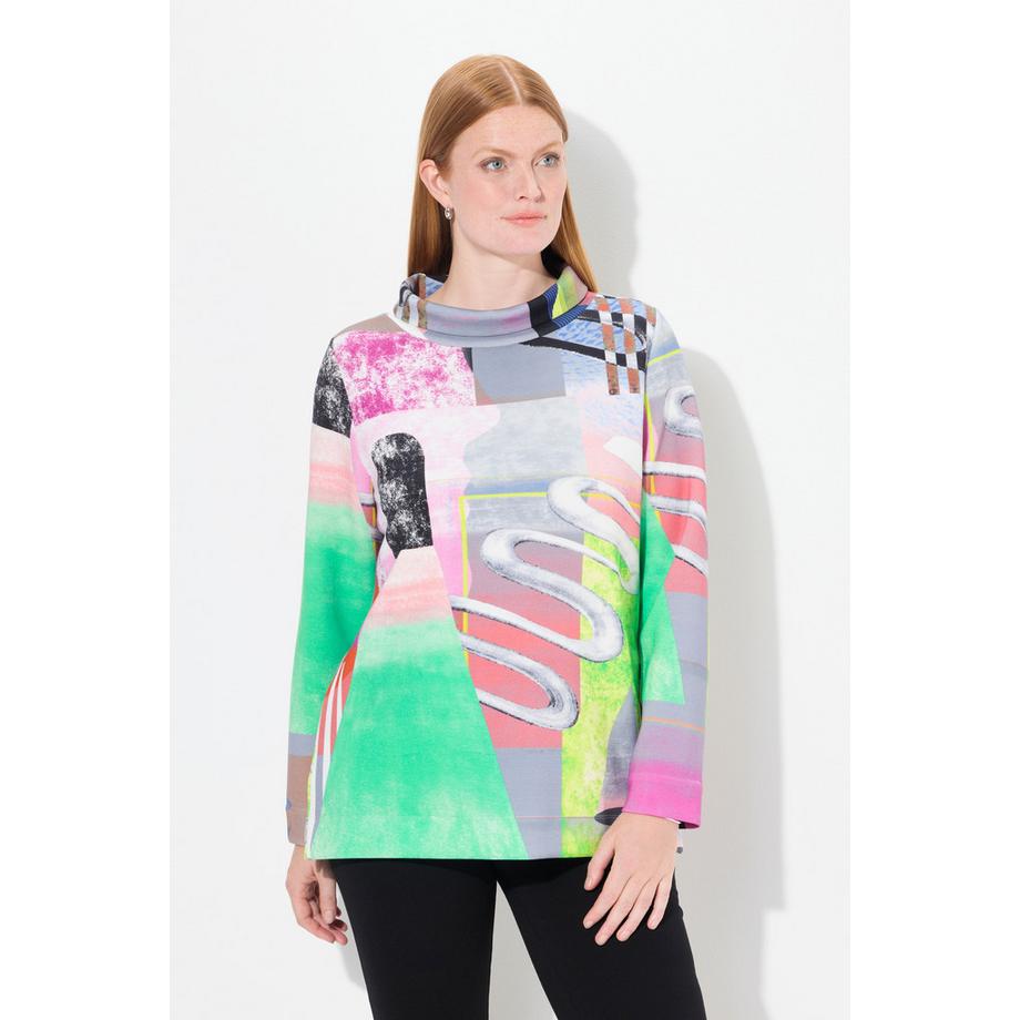 Ulla Popken Sweatshirt Patchdesign Stehkragen Langarm Modalmix  