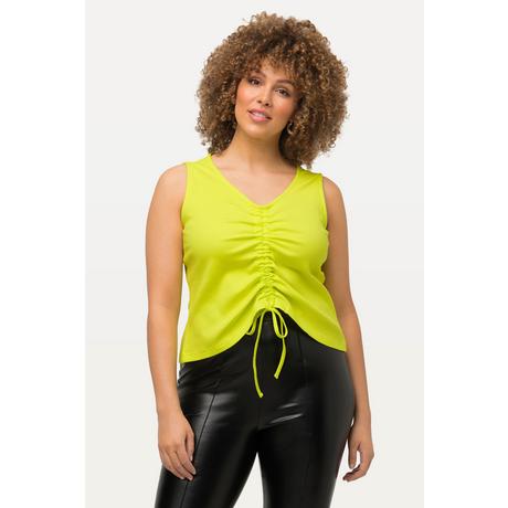 Ulla Popken  Top slim in jersey a costine smanicato con scollo a V 