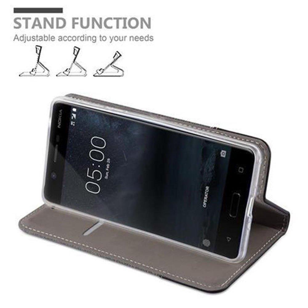 Cadorabo  Housse compatible avec Nokia 5 2017 - Coque de protection avec fermeture magnétique, fonction de support et compartiment pour carte 