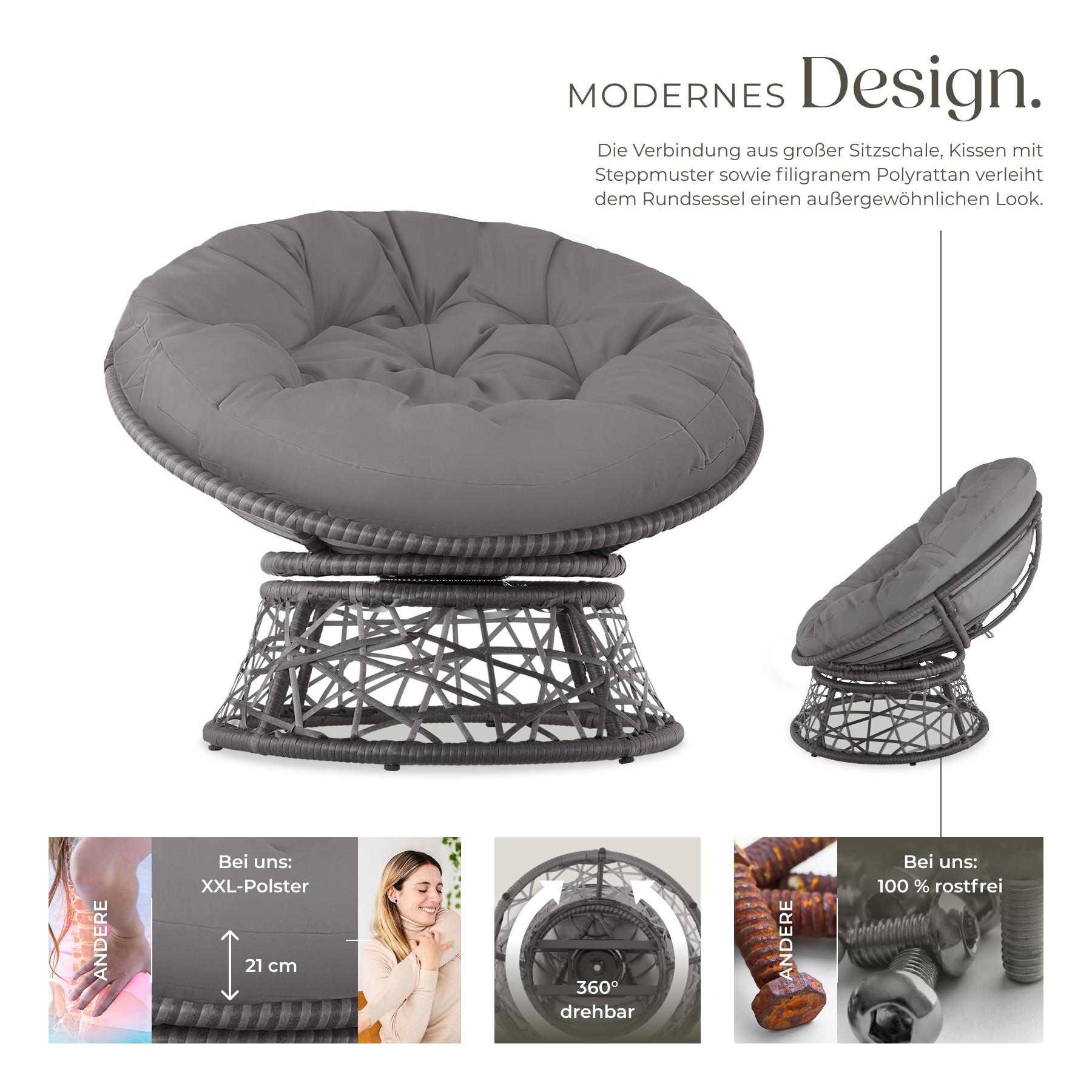 Tectake Rattansessel Gargano drehbar widerstandsfähig  