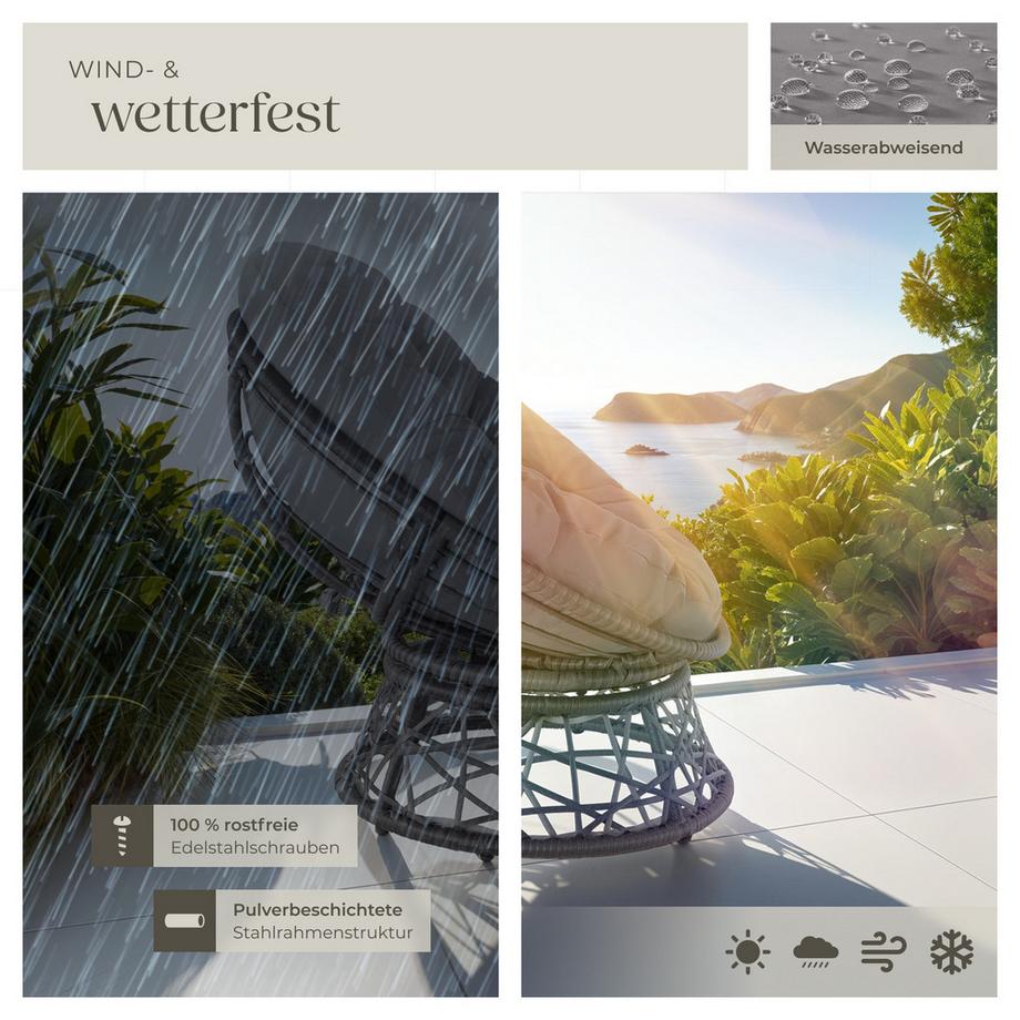 Tectake Rattansessel Gargano drehbar widerstandsfähig  