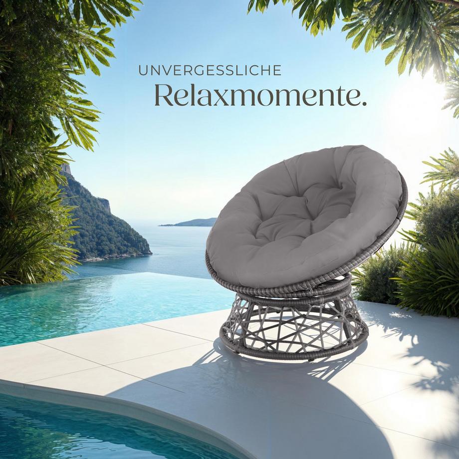 Tectake Rattansessel Gargano drehbar widerstandsfähig  