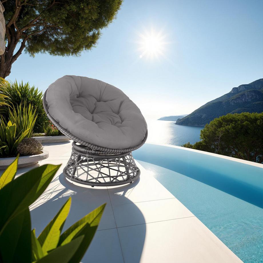 Tectake Fauteuil de jardin en rotin GARGANO rotatif  