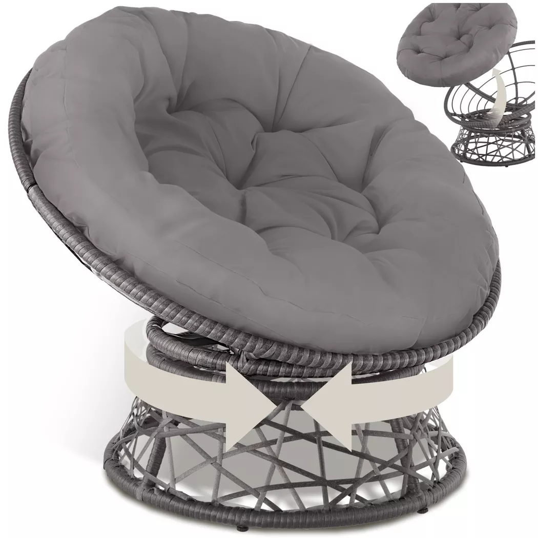 tectake® Rattansessel, drehbar, UV-beständig, 92 x 80 x 80,5 cm