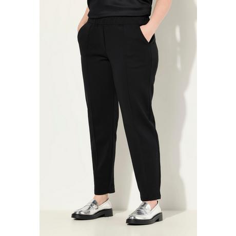 Ulla Popken  Pantalon carotte en jersey point de Rome, passepoil et taille élastique 