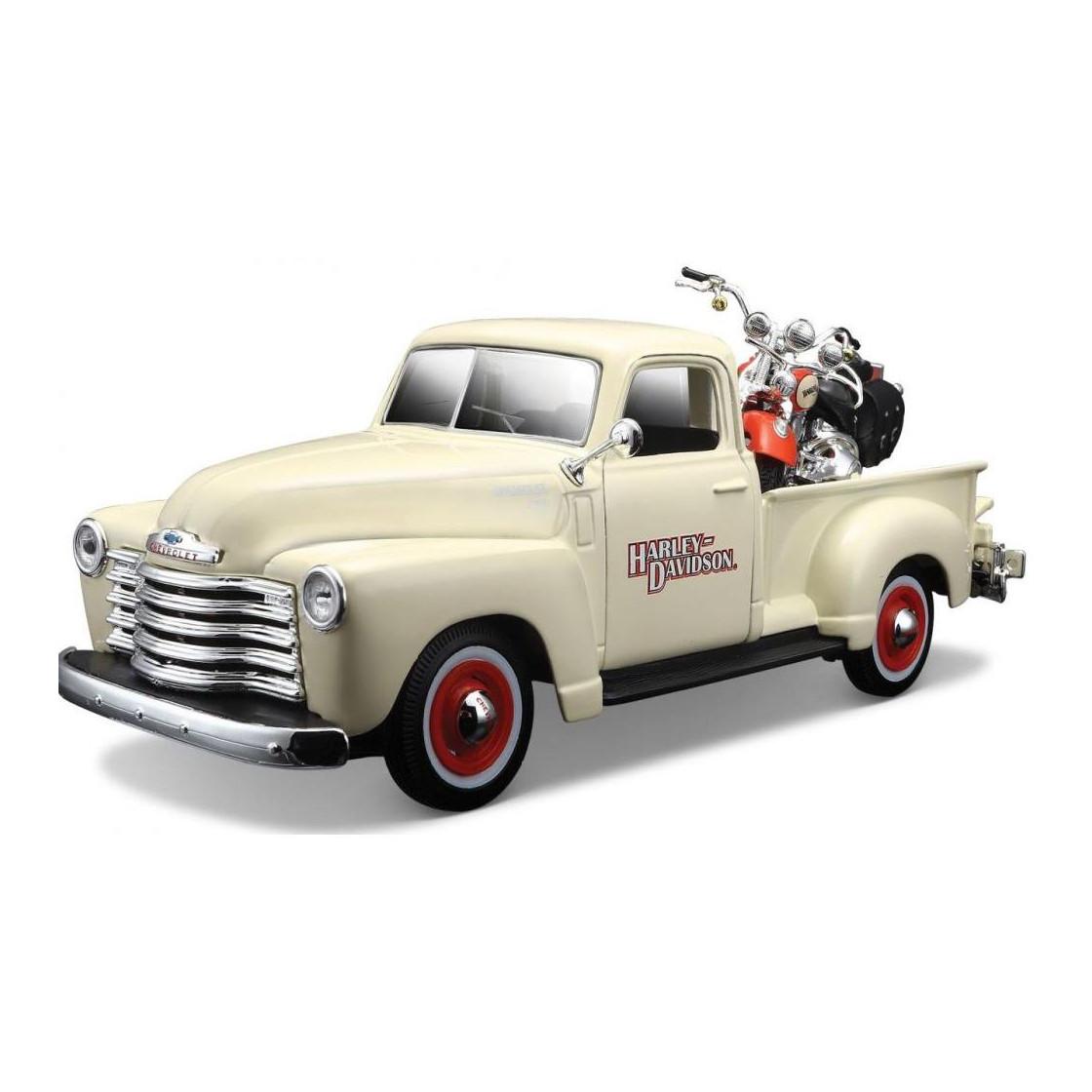 Image of 1:24 Chevy Pickup 1950 & Harley Davidson Heritage