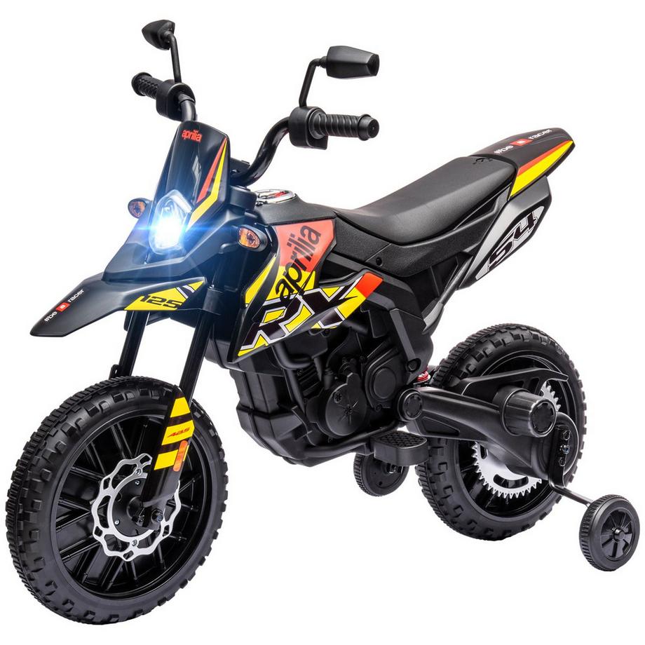 Northio  Kinder Elektro-Motorrad, 12V Kindermotorrad mit Musik, 6 km/h Kinderfahrzeug mit abnehmbar Trainingsrädern, 12 Zoll Kunststoffreifen, für 3-8 Jahre Kinder, max. 30 kg, Gelb 