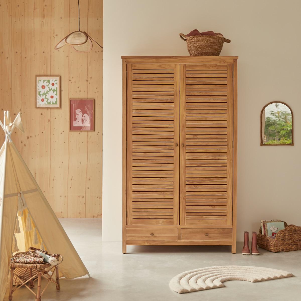 Tikamoon Armoire enfant en teck massif Suzette  