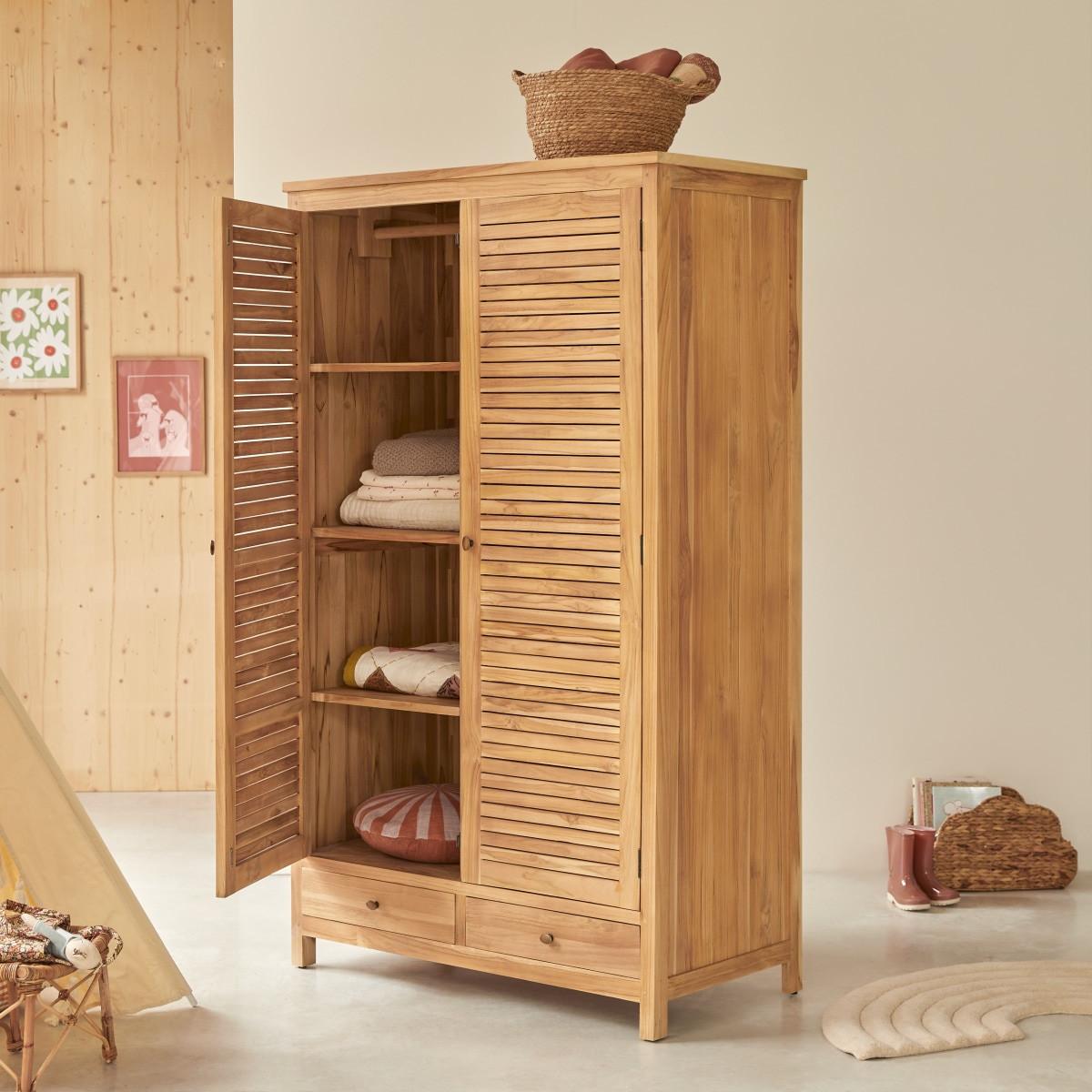 Tikamoon Armoire enfant en teck massif Suzette  