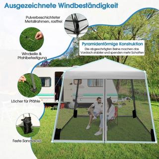 Northix Grande tente de fête à auvent de 3 m x 3 m avec pieds inclinés gris  