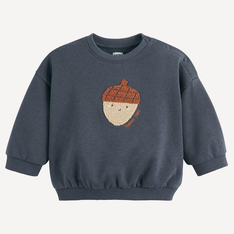 Sweat pressionné molleton motif noisette bouclette