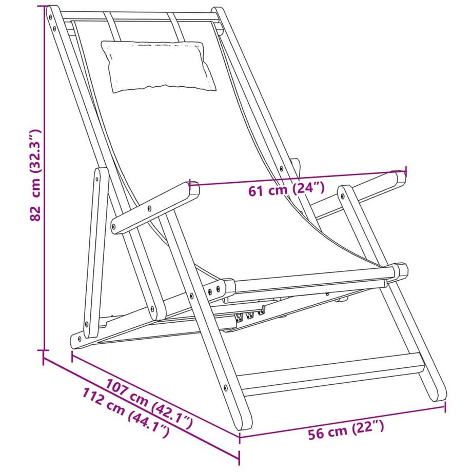 VidaXL Chaise de plage bois  