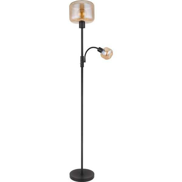 mutoni Lampadaire Giuseppe métal verre noir mat 1xE27  