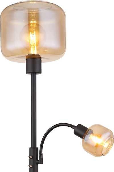 mutoni Lampadaire Giuseppe métal verre noir mat 1xE27  