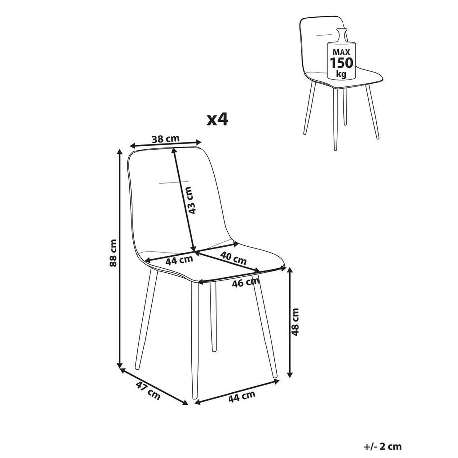 Beliani Set di 4 sedie da pranzo en Tessuto Moderno TUSCOLA  