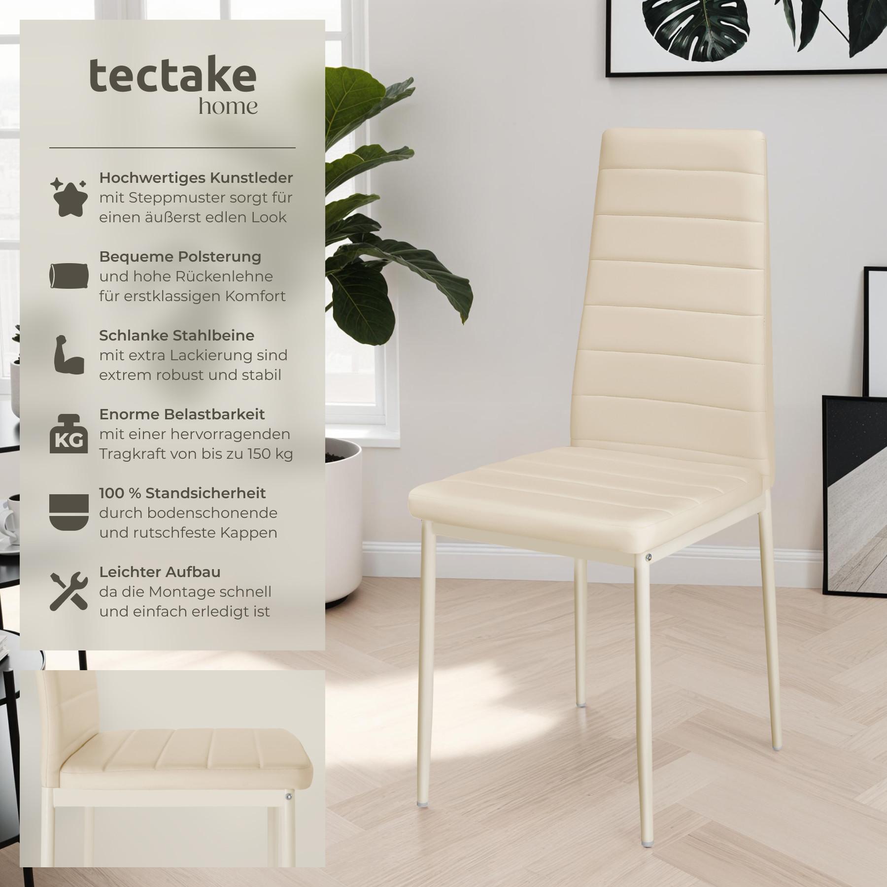 Tectake Lot de chaises avec surpiqûre  