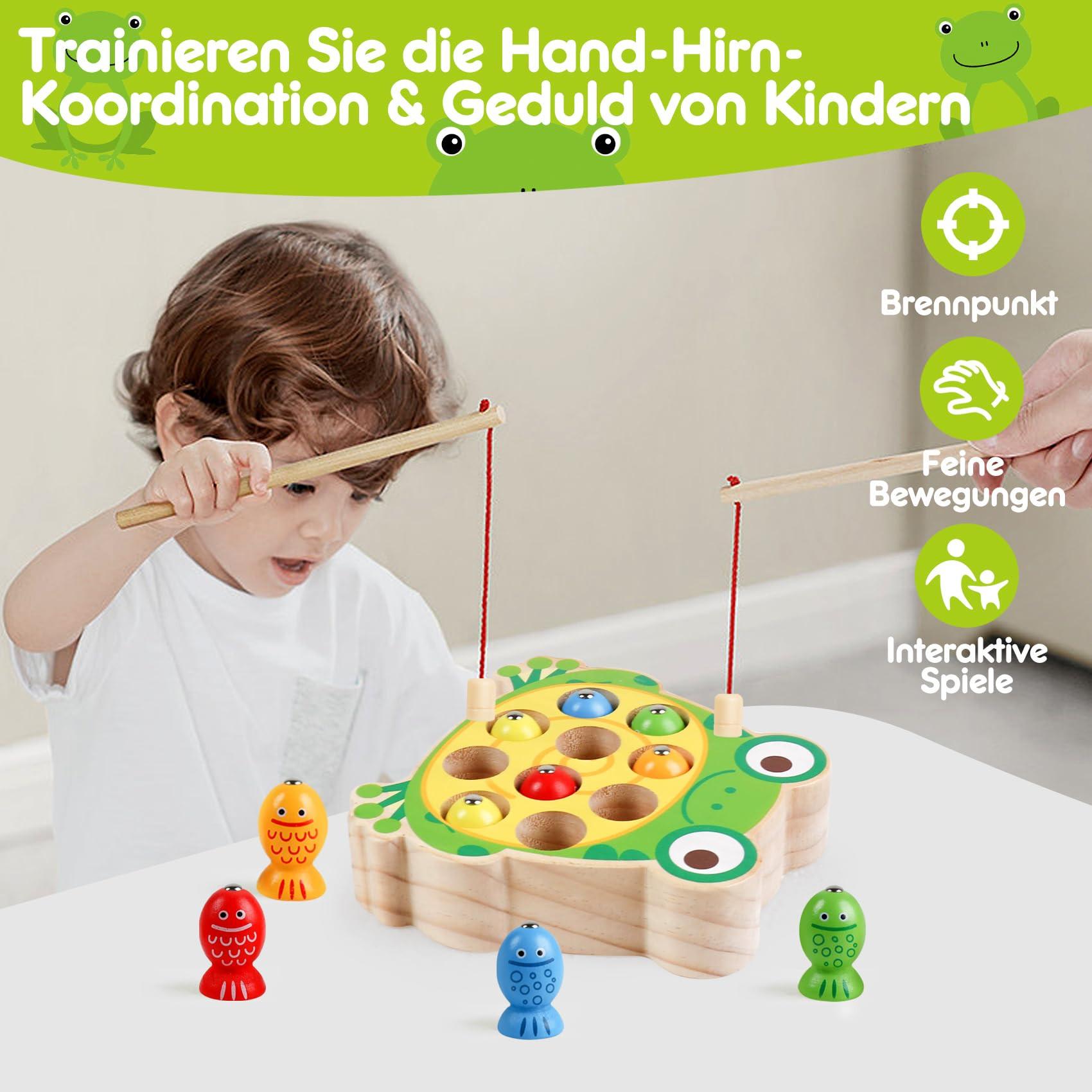 Wisplye Holzspielzeug Ab 3 Jahre – Montessori Angelspiel Mit Karottenernte & Motorik-Übung