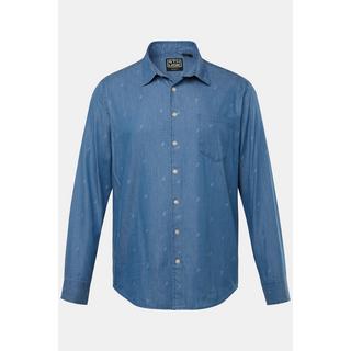 Sthuge  Camicia di jeans STHUGE dalla vestibilità moderna con stampa allover, maniche lunghe e colletto ad apertura inglese blue denim 