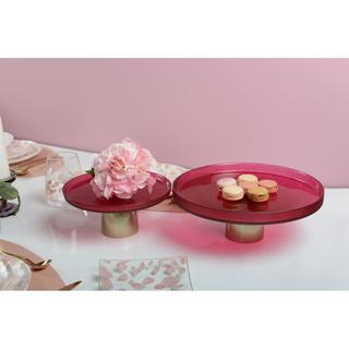 Aulica  PLAT A GATEAUX FRAMBOISE SUR PIED DORE 21X21X8CM 