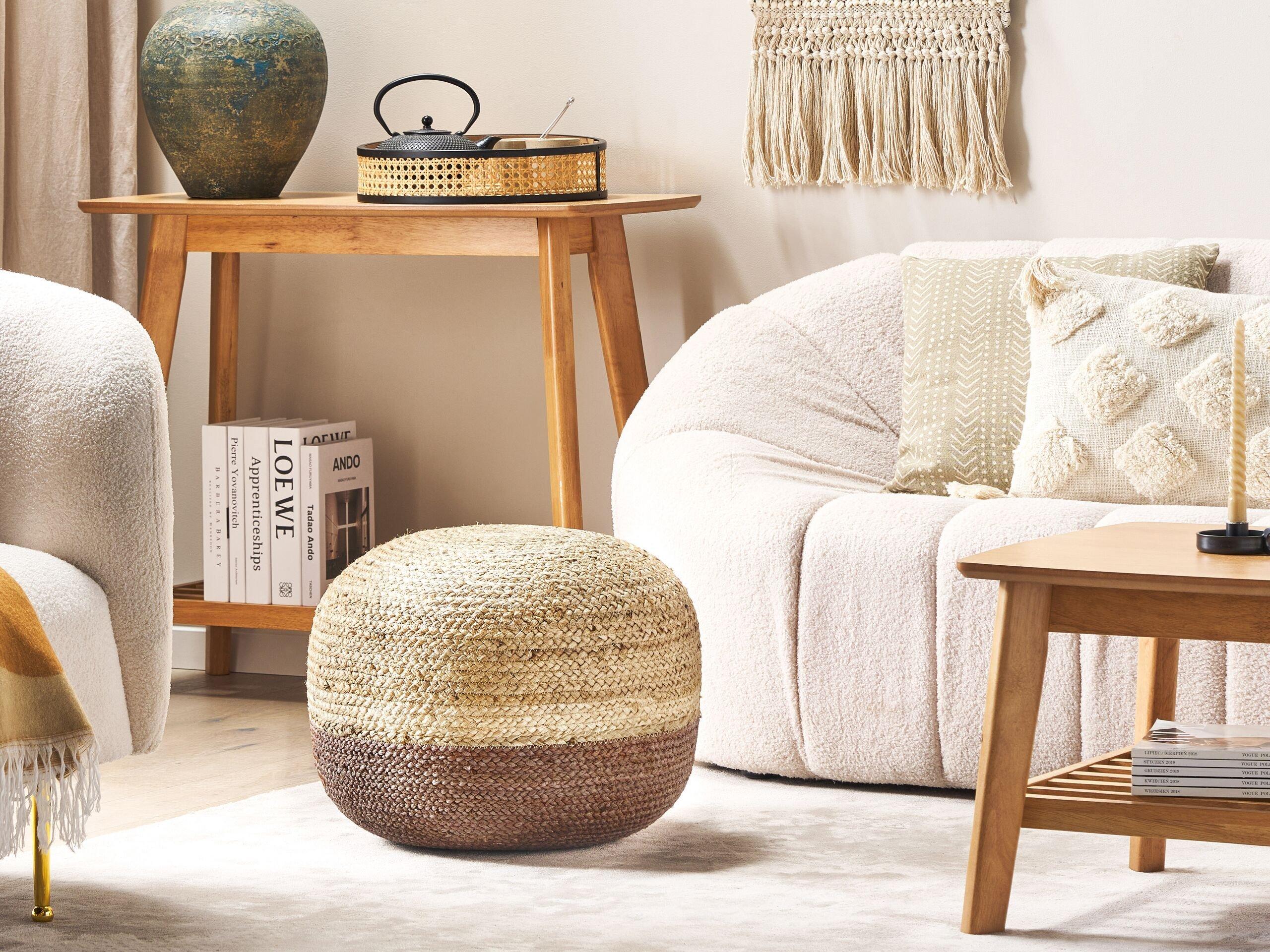 Beliani Pouf en Jute Boho DUKI  