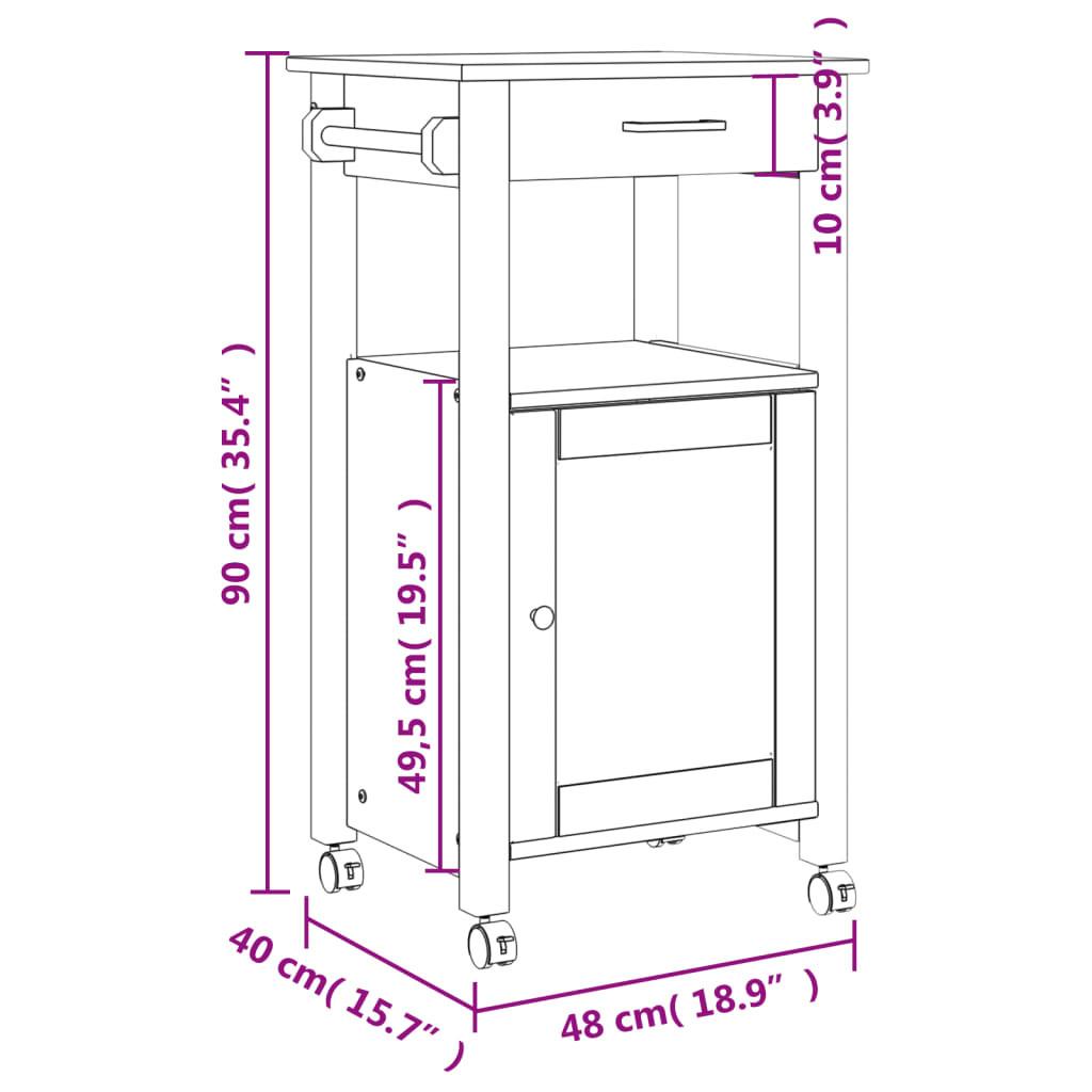 VidaXL Chariot de cuisine bois de pin  