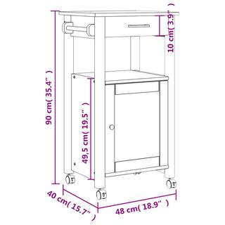 VidaXL Chariot de cuisine bois de pin  