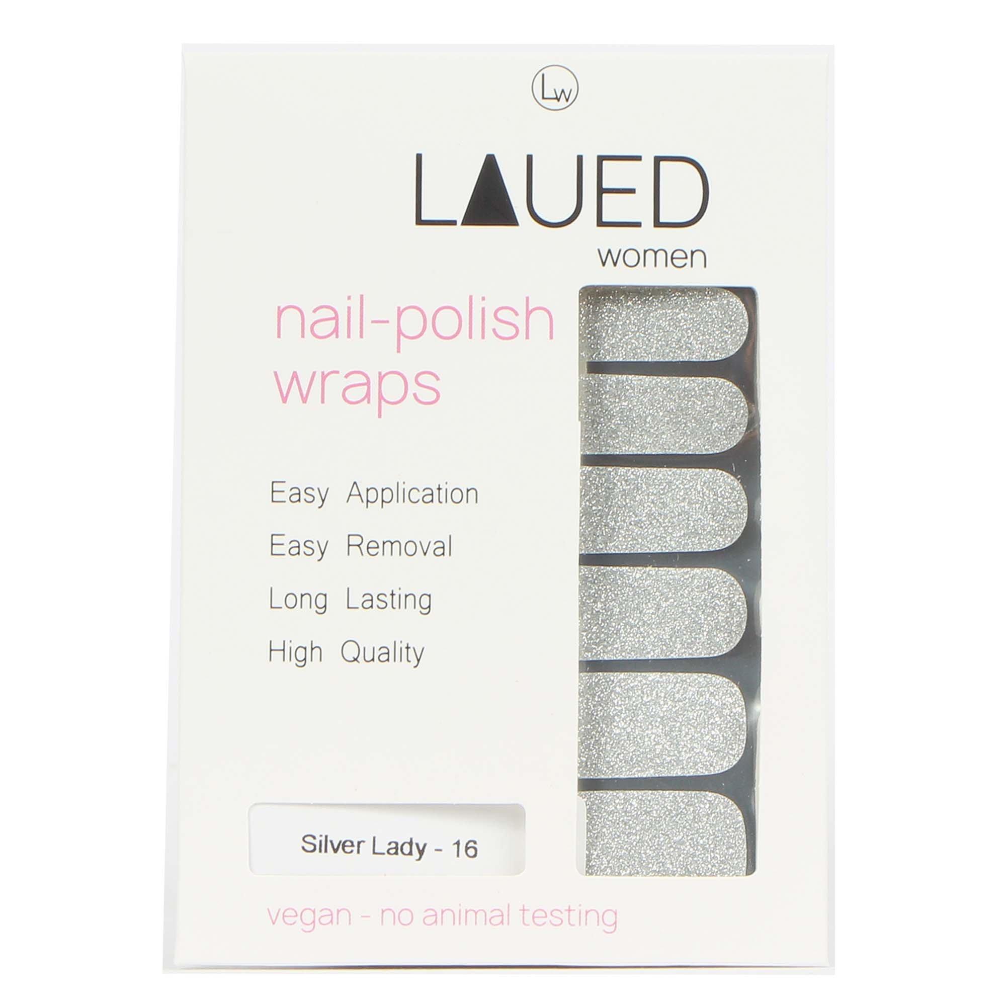 LAUED  vegane Nagelfolien solid glitter Silver Lady 