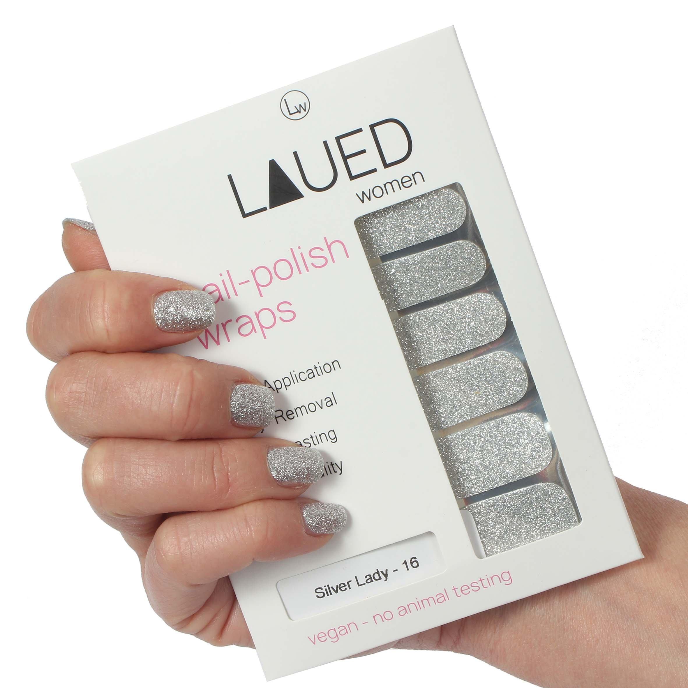 LAUED  vegane Nagelfolien solid glitter Silver Lady 