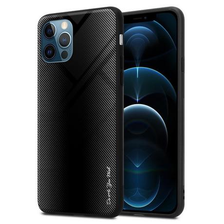 Cadorabo  Housse compatible avec Apple iPhone 13 PRO MAX - Aspect rayé - Coque de protection en silicone TPU et dos en verre trempé 