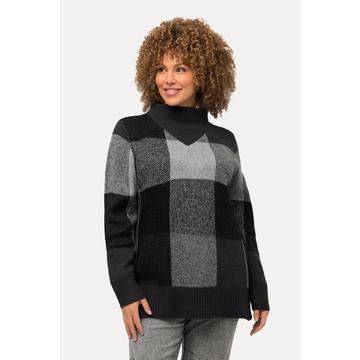 Pull à col montant et manches longues, motif à carreaux