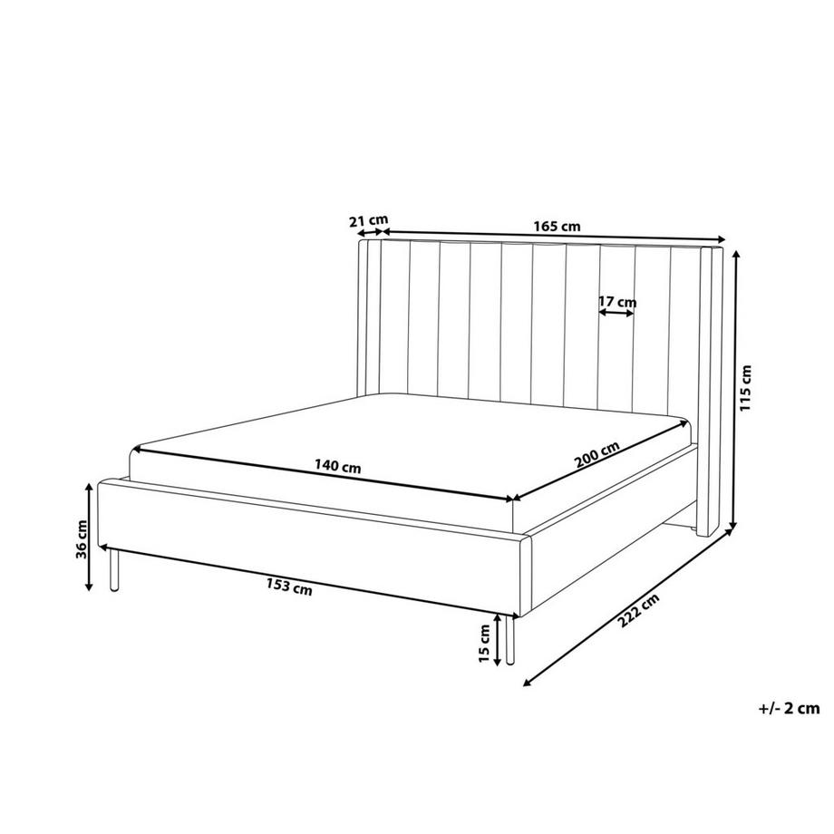 Beliani Lit à lattes en Velours Moderne VILLETTE  