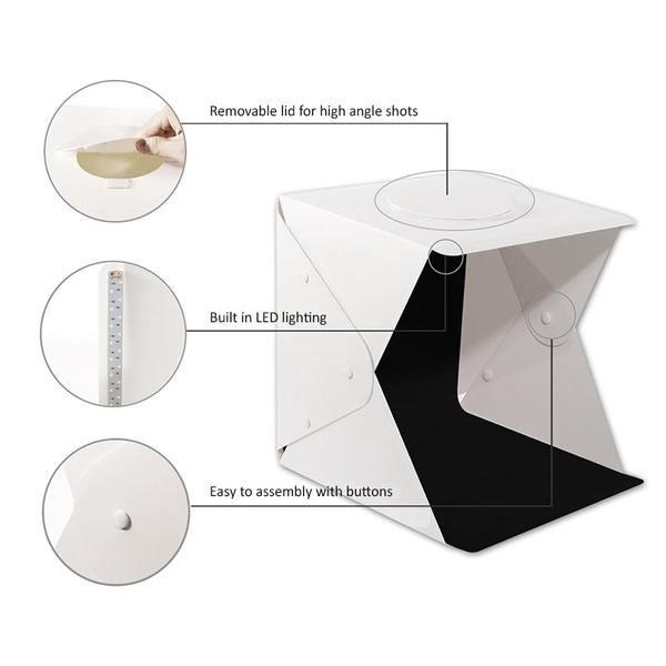 eStore  Studio photo portable avec éclairage LED alimenté par USB 