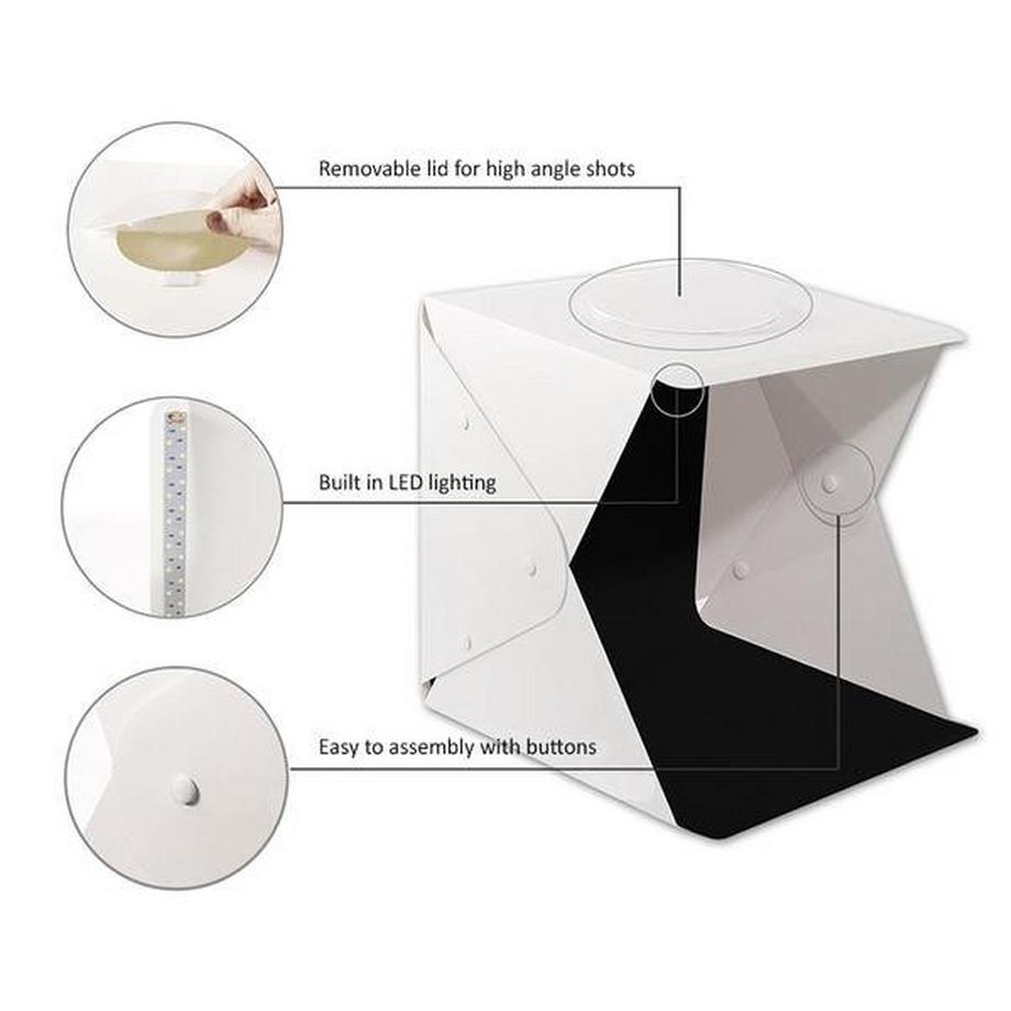 eStore  Studio photo portable avec éclairage LED alimenté par USB 