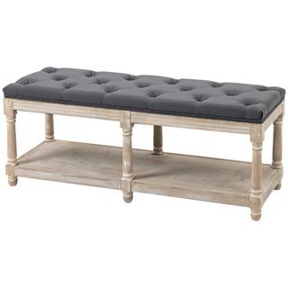 Northio  Panca per scarpe con sedile, scarpiera con spazio di stoccaggio, panca imbottita con gambe in legno, aspetto lino, grigio, 115 x 40 x 48 cm 