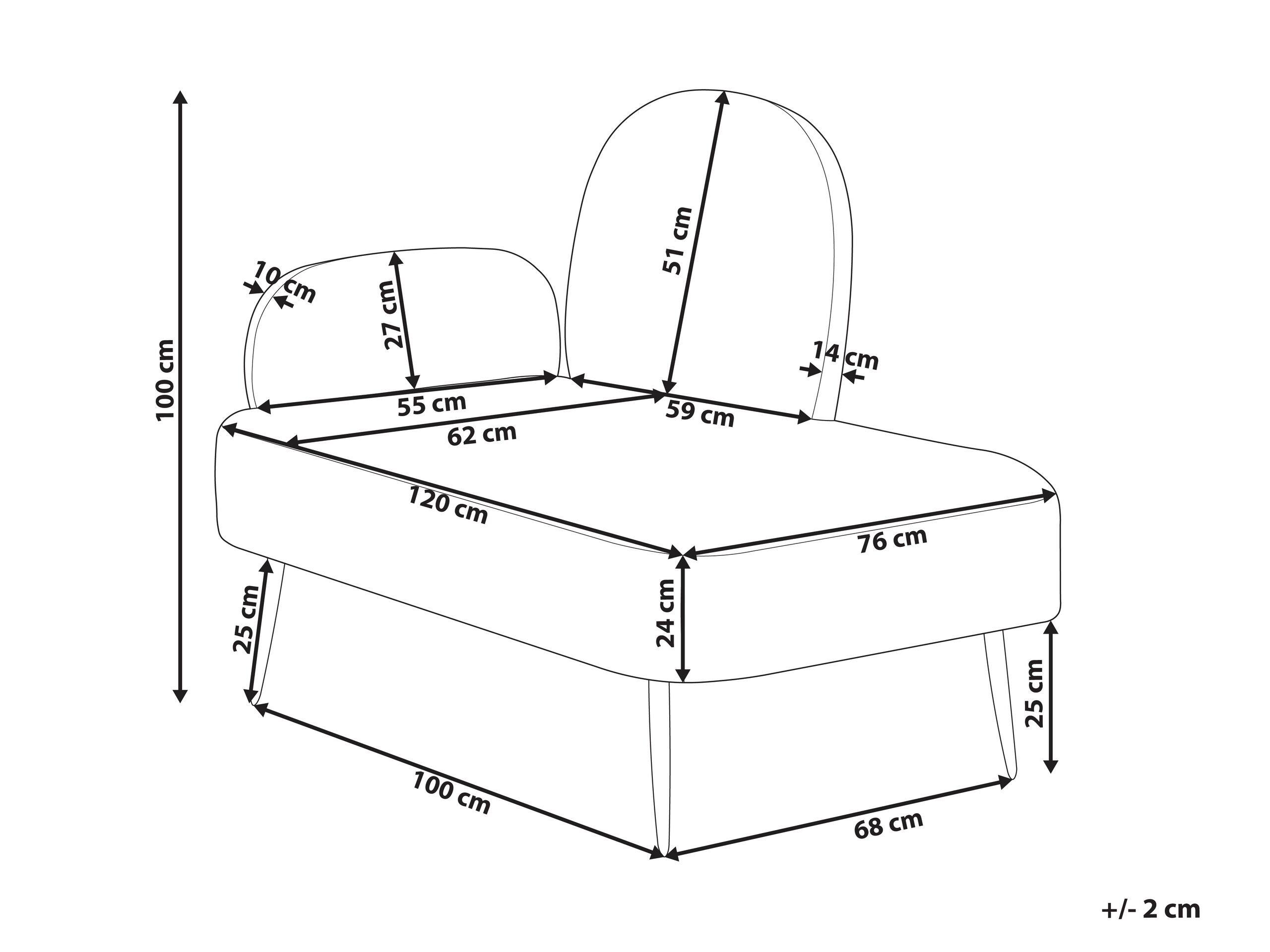 Beliani Chaise longue côté gauche en Velours Moderne ARCEY  