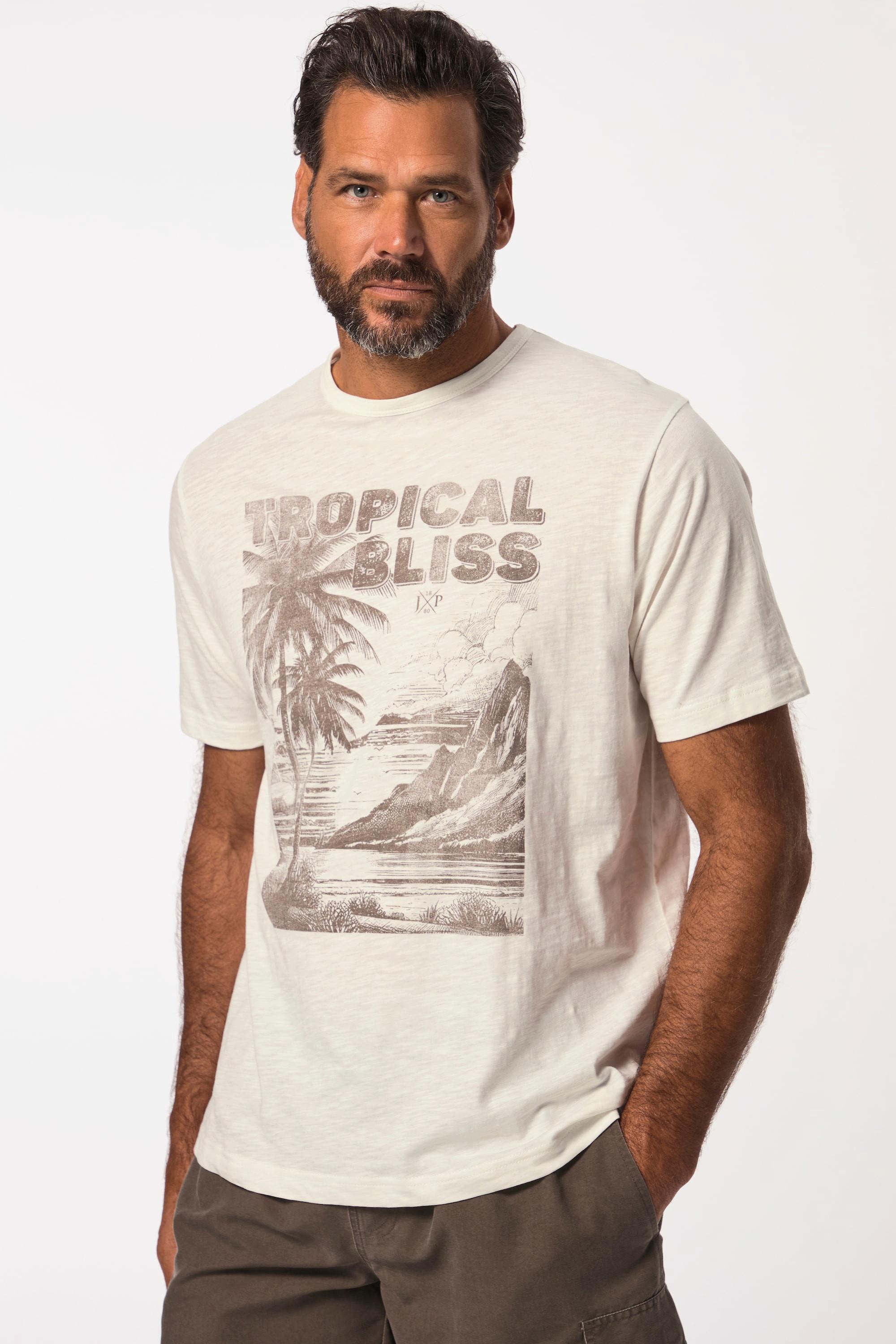 JP1880  T-shirt à manches courtes et imprimé sur la poitrine blanc cassé 