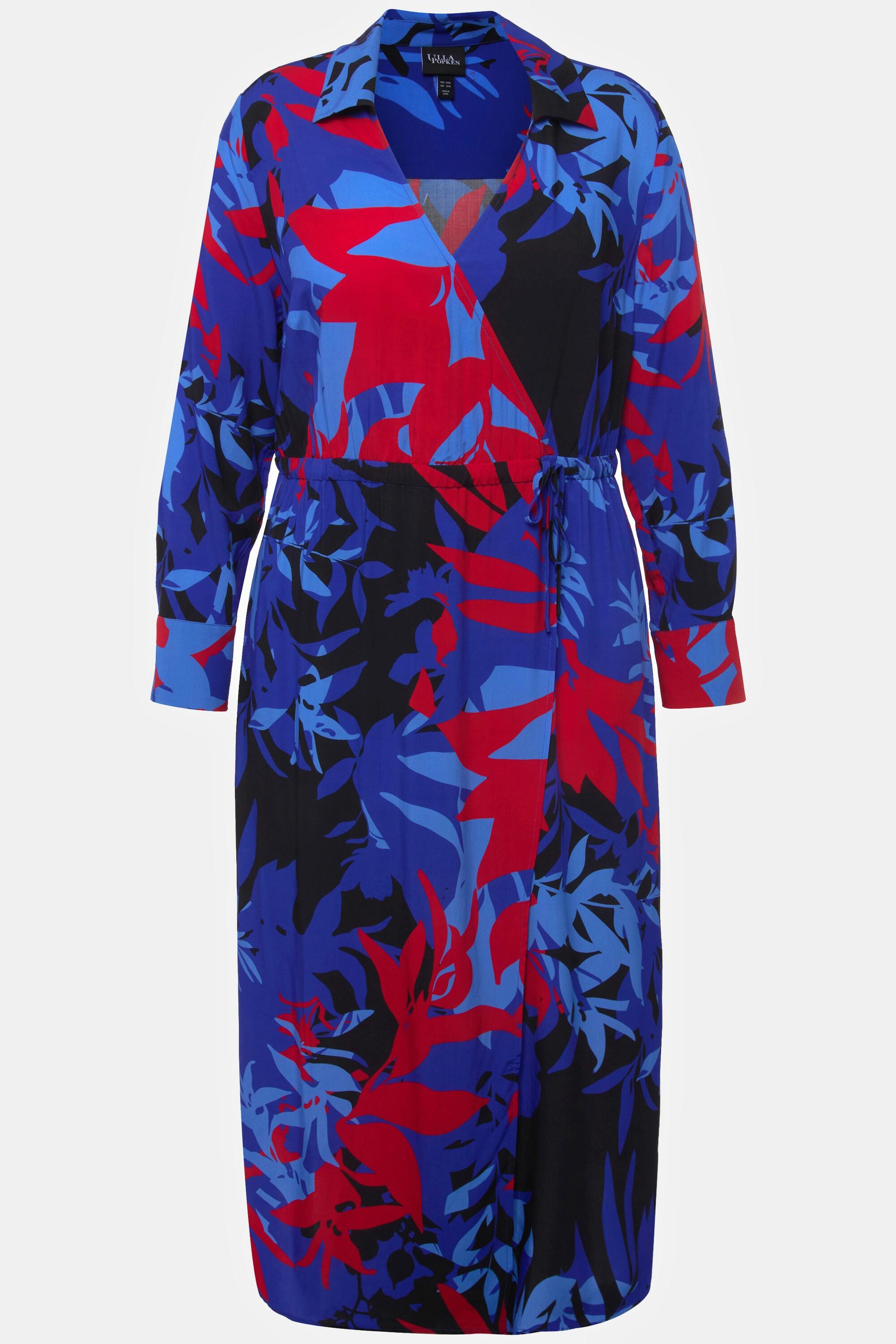 Ulla Popken Abito Midi Stampa Floreale Linea A Maniche Lunghe  