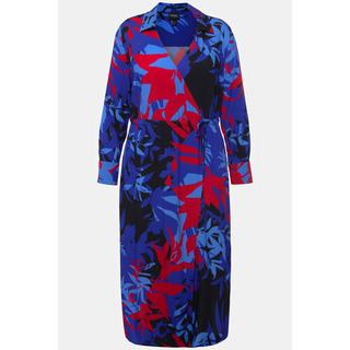 Ulla Popken Abito Midi Stampa Floreale Linea A Maniche Lunghe  