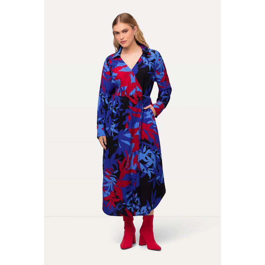 Ulla Popken Midikleid floraler Druck A-Linie Langarm  