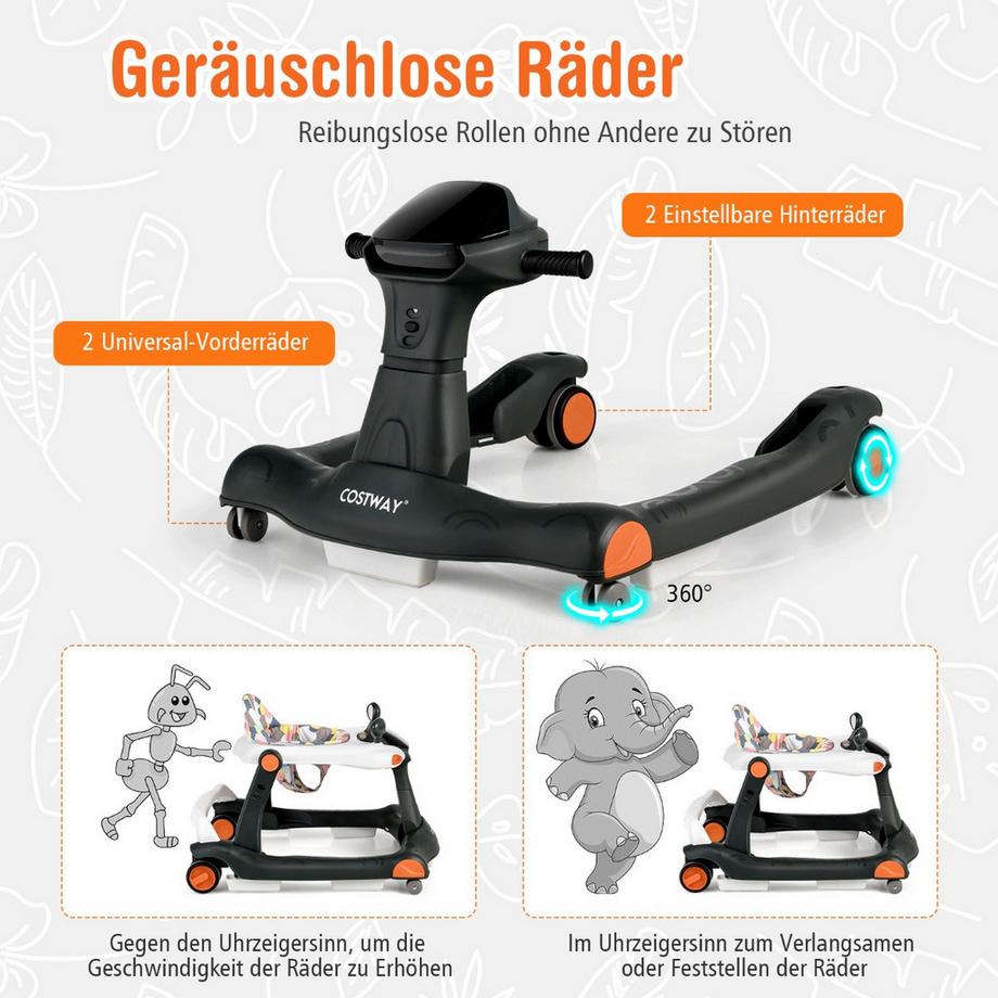 Northix  Trotteur pliable 2 en 1 noir 